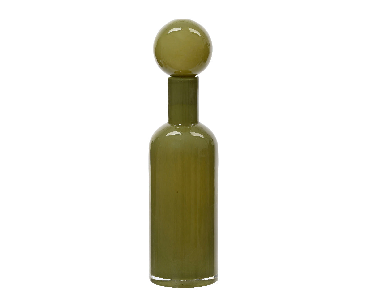 Vaso in vetro verde h. 38cm x dia 10cm