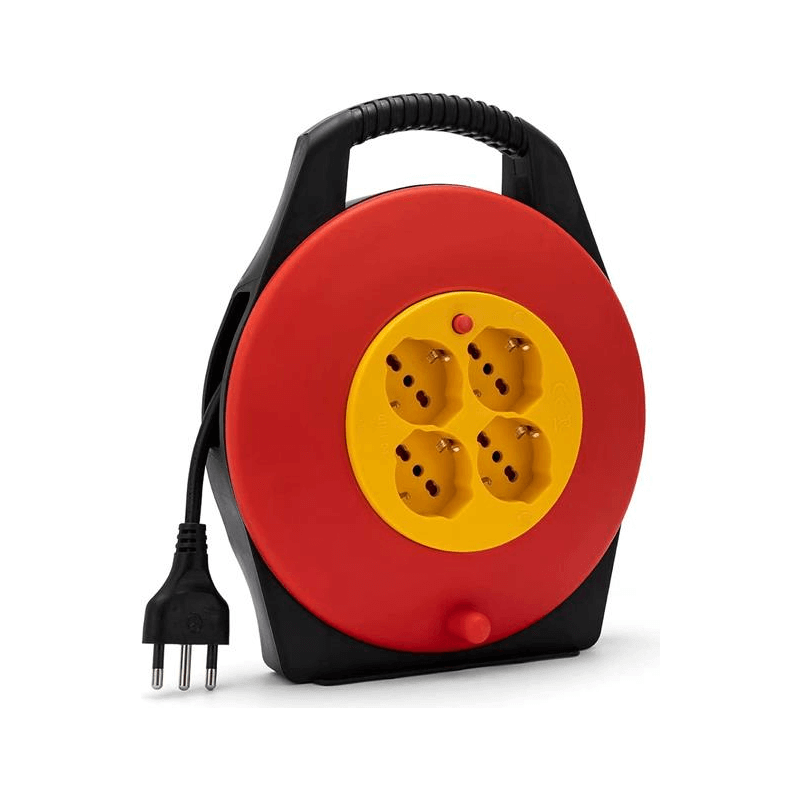 Avvolgicavo Domestico con 4 Prese - 5 metri - H05Vv-F3G1.0Mm2