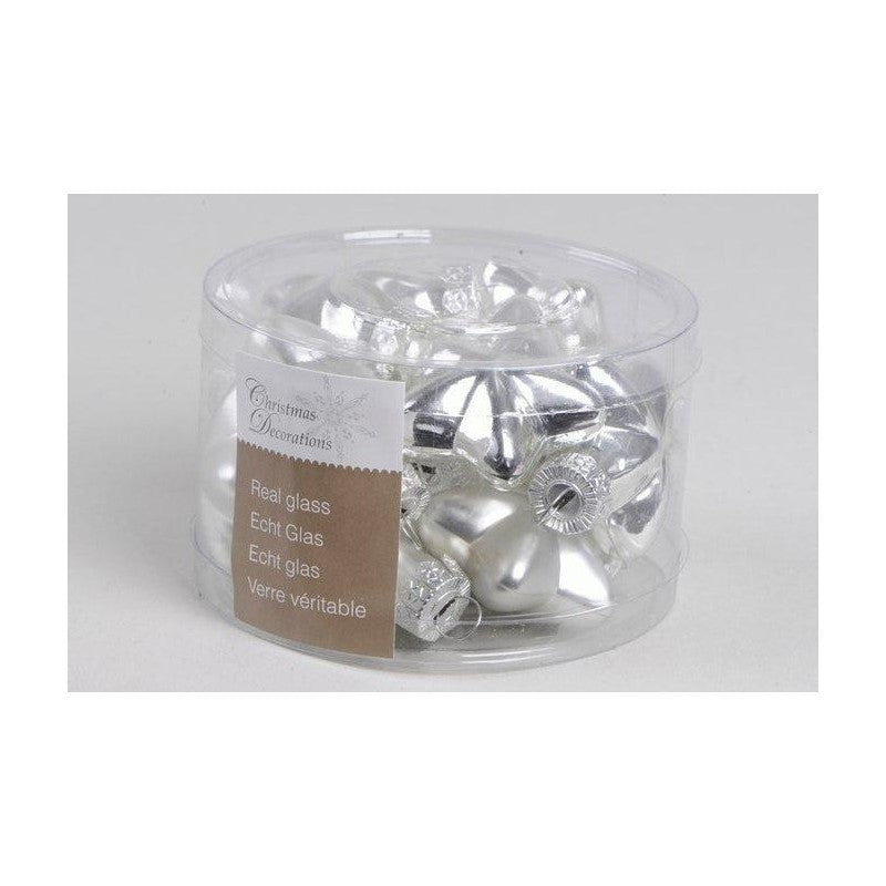 Mini stelle di Natale in vetro argento lucido e opaco 2x4.5x4cm