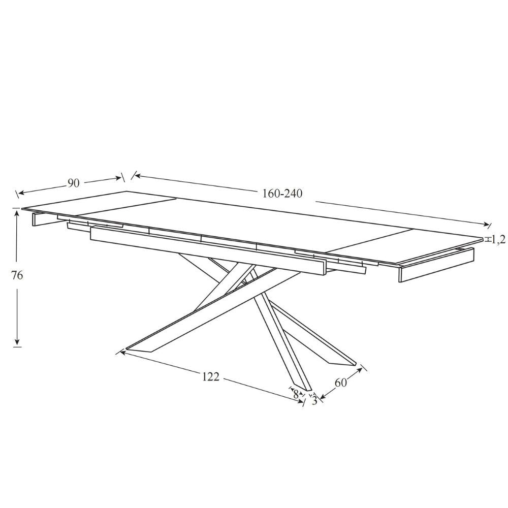Tavolo allungabile grigio 160x90x76
