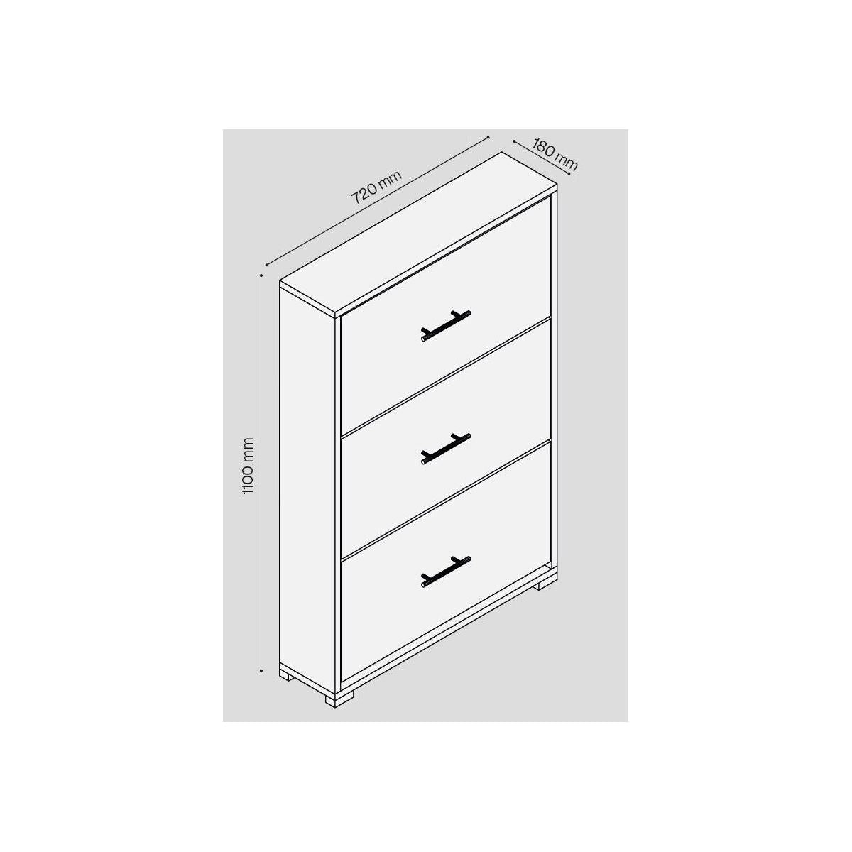 SCARPIERA 3 ANTE IN KIT BIANC CALDO MELAMINICO DA 18MM 180X720X1100HMM