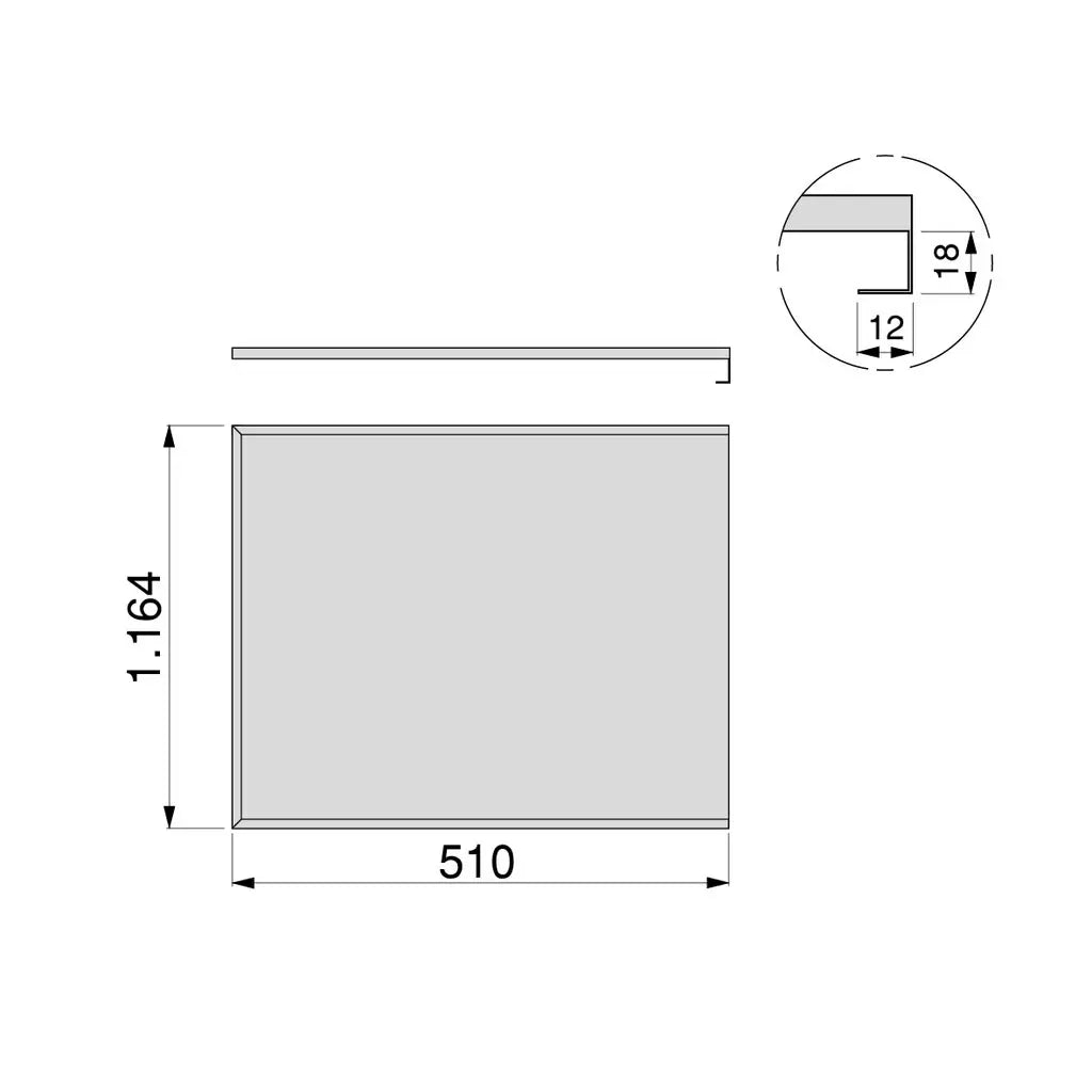 Fondo protettivo per mobile sottolavello modulo 1200 mm – 1164 × 510 mm