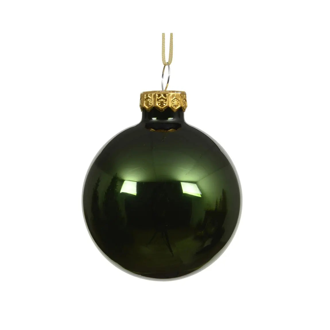 Sfera natalizia in vetro verde pino lucido Ø8 cm