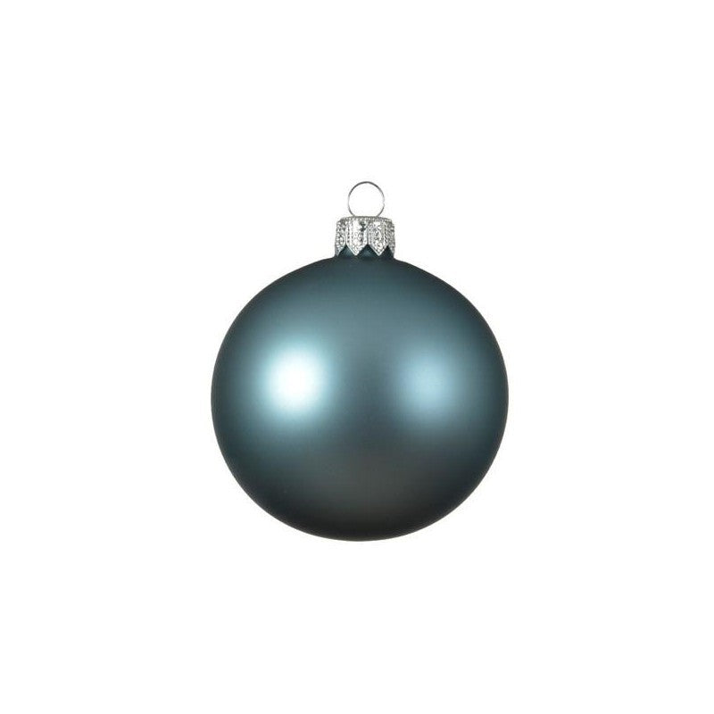 Set 6 palline di Natale in vetro celeste opaco Ø6 cm