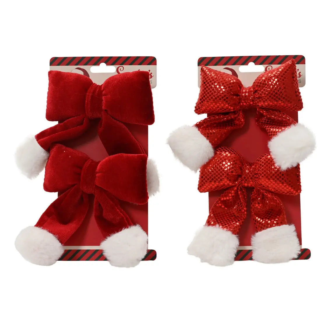 Set 2 fiocchi natalizi in velluto rosso 20 × 11 × H2,5 cm – assortiti