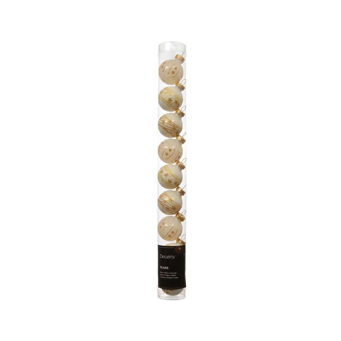 Box 9 palline di Natale in vetro bianco lana lucide e opache Ø3 cm
