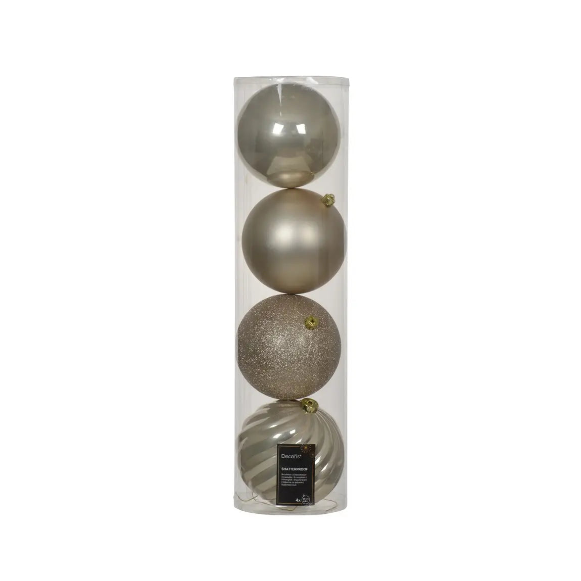 Set 4 sfere natalizie in polistirolo perla Ø14 cm – assortite
