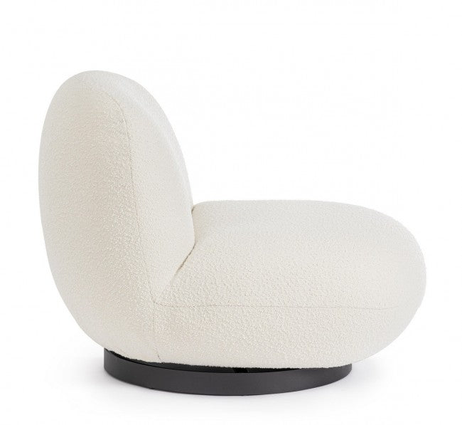 Poltrona girevole bianco bouclé 81x95x71