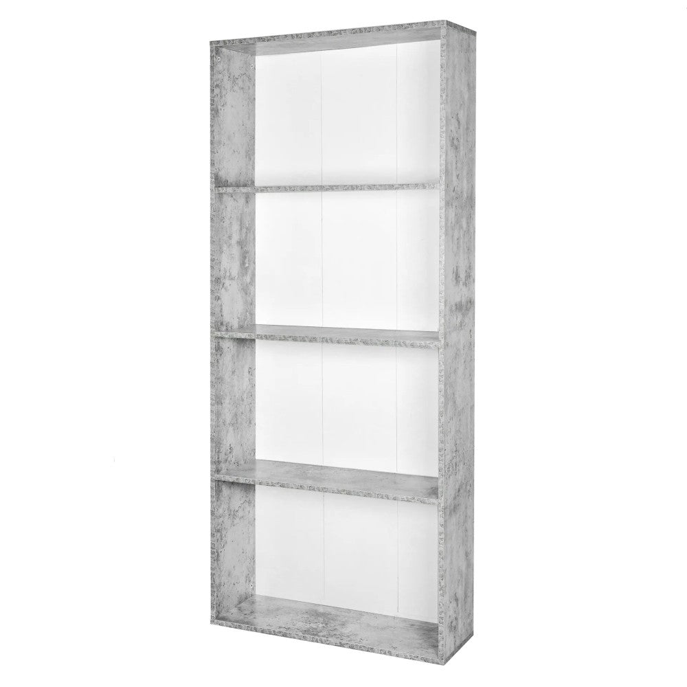 Libreria 4 ripiani 73x24x170 cemento-bianco legno