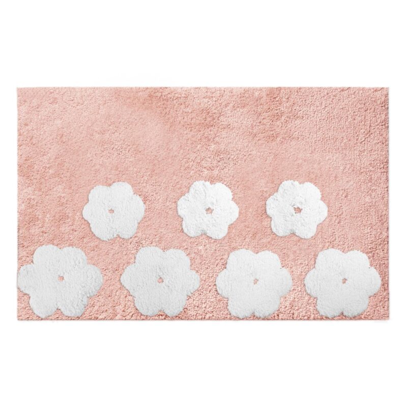 Tappeto bagno Fiori rosa antiscivolo cm 50x80