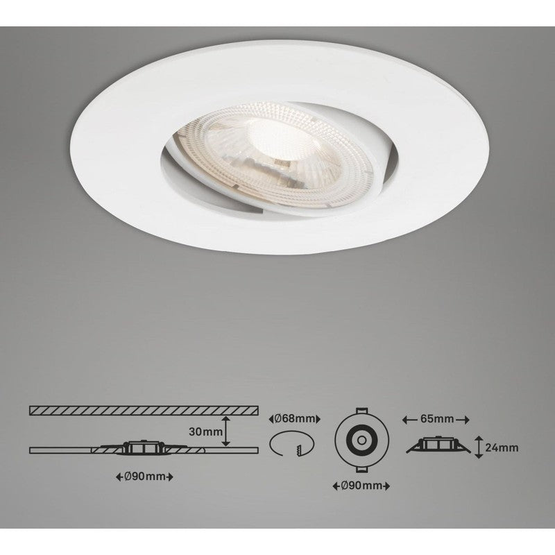 Faretto Kulana da incasso orientabile led 9 cm 5w 460lm bianco