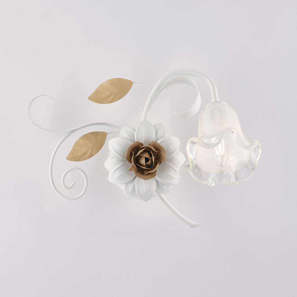 Applique in ferro laccato bianco shabby 1 luce H.40 - L.36 - P.22