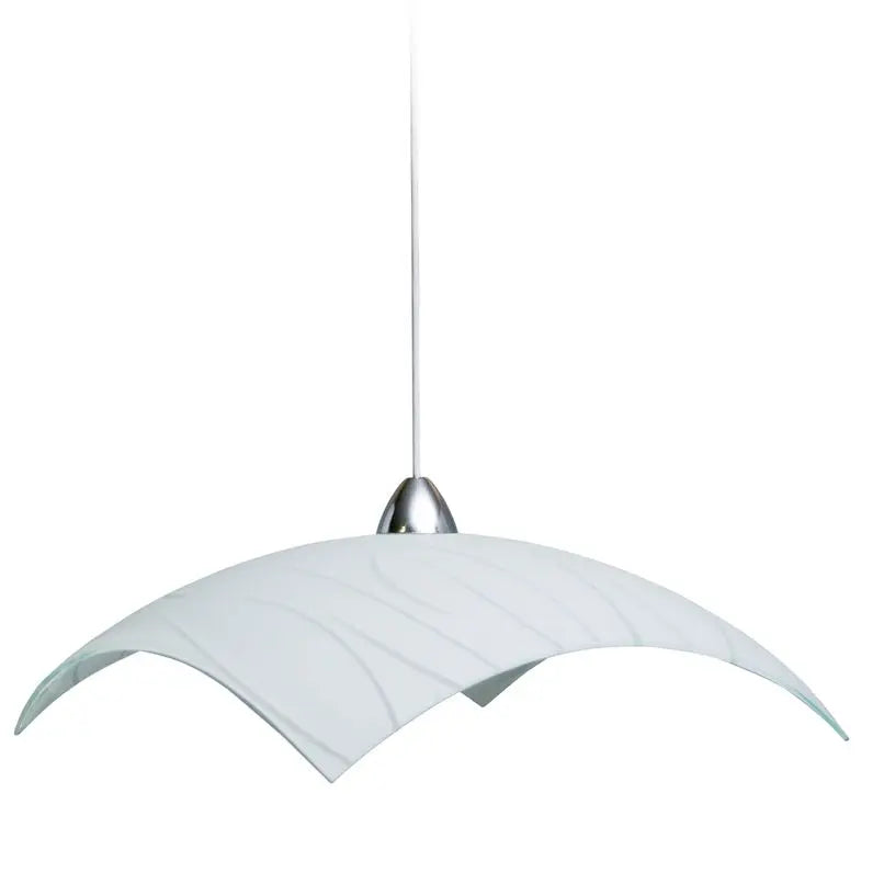 Lampadario a sospensione 1 luce E27 50×50 cm bianco/cromo con vetro bianco