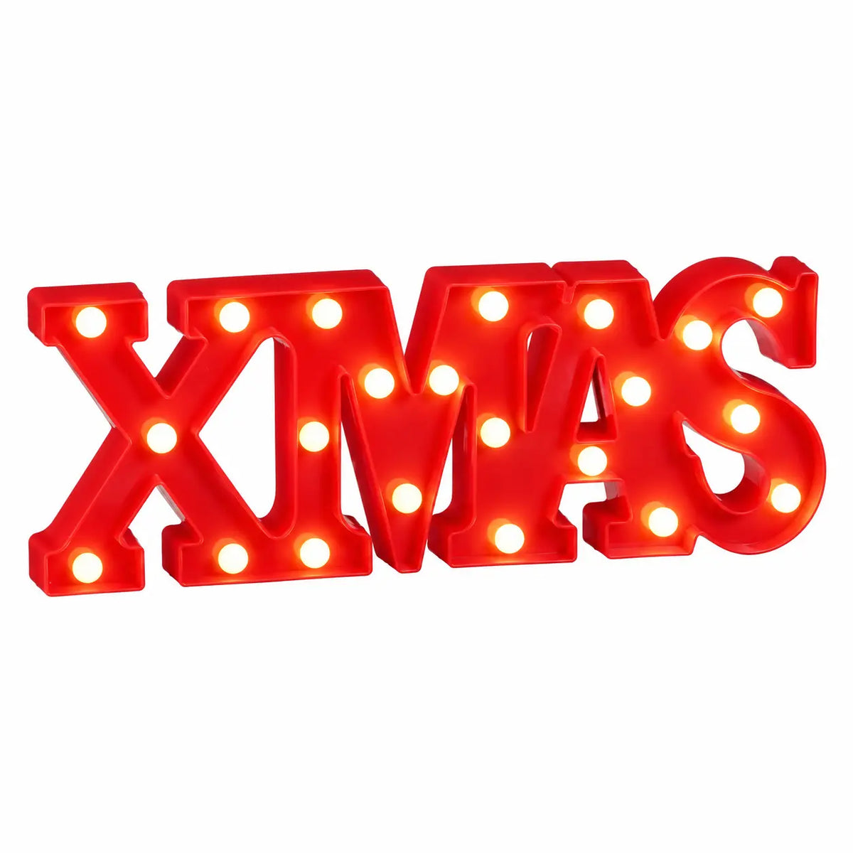 Scritta Xmas rossa con 22 LED a batteria