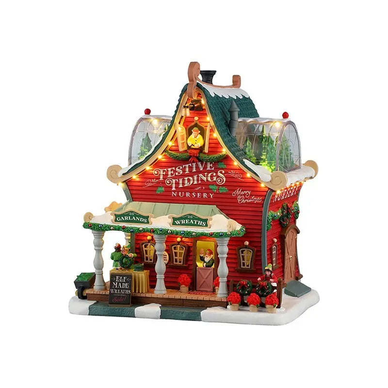 Villaggio natalizio Lemax Festive Tidings Nursery con luci LED 21 × 16 × H22 cm a batteria