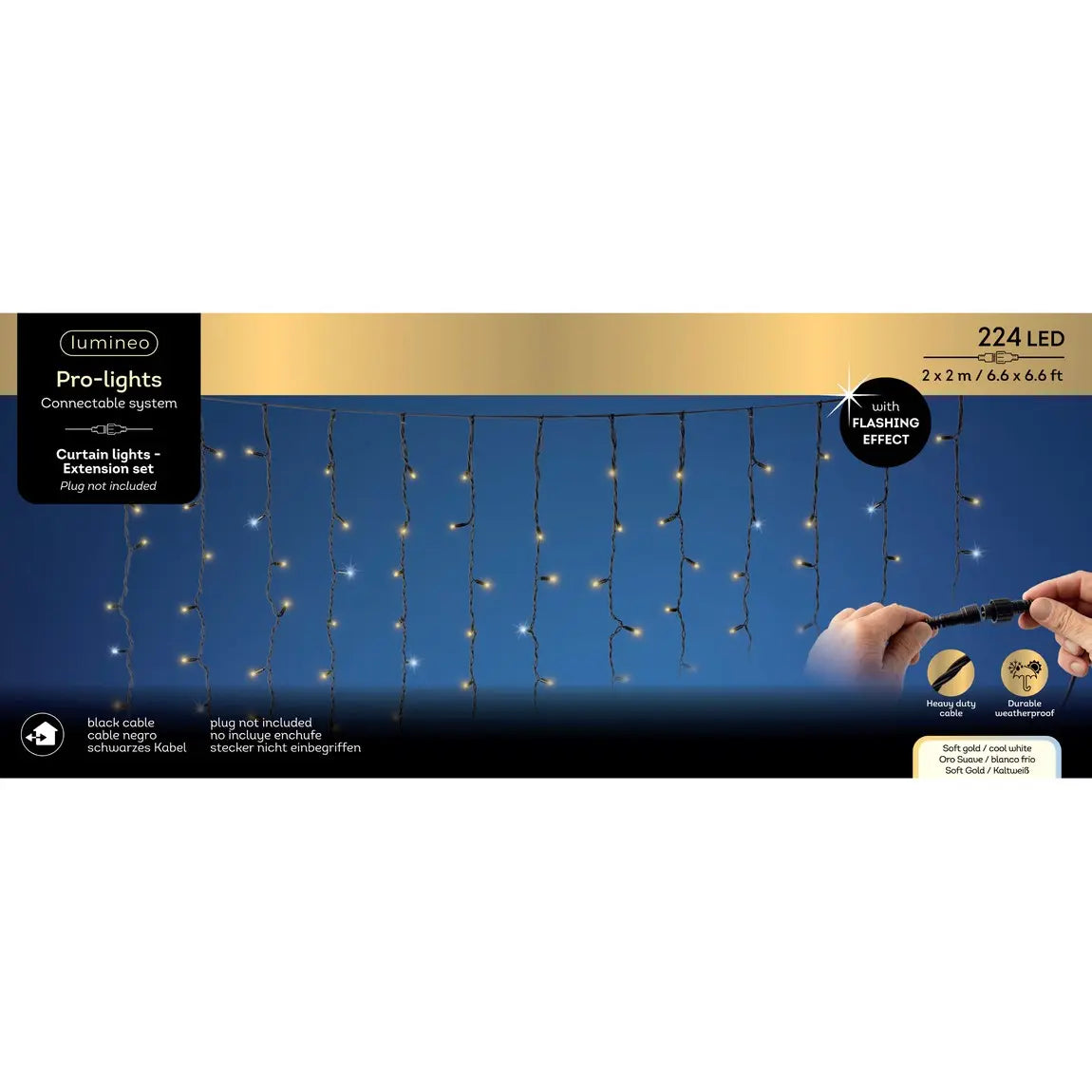 Tenda luminosa LED Pro-Lights bianco caldo e freddo da esterno 200 × 200 cm