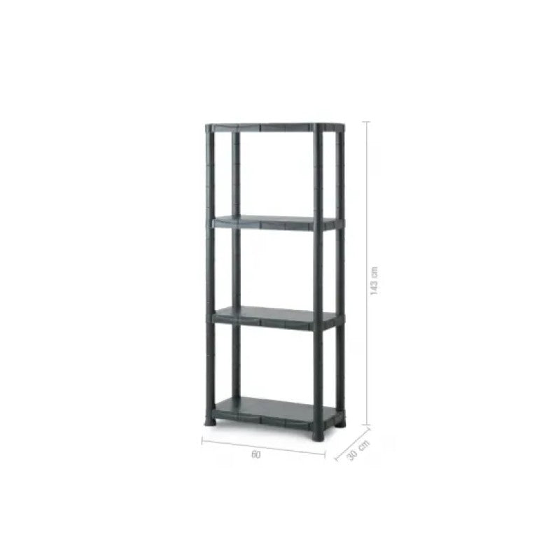 Scaffale 4 ripiani Kronos nero cm 30x60x143h