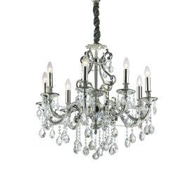 Lampadario cristalli a sospensione 8 luci argento D 73 x H 68 cm
