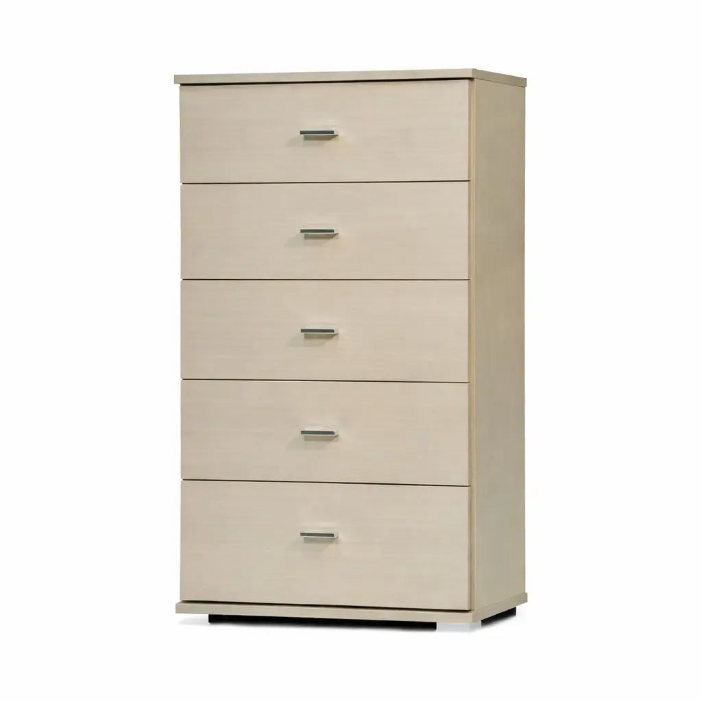 Cassettiera 5 cassetti rovere sbiancato cm 91x53x33