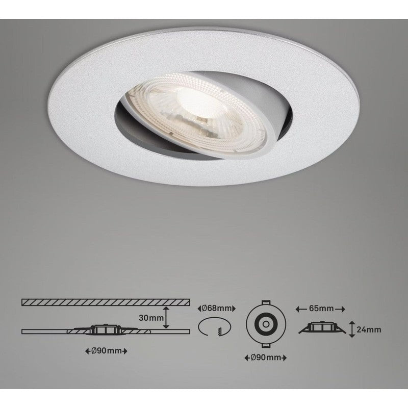 Faretto Kulana da incasso orientabile led 9 cm 5w 460lm cromo