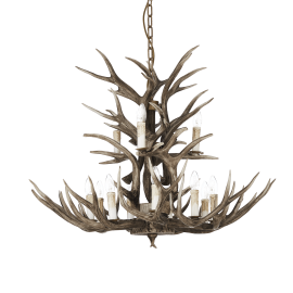 Lampada corna design a sospensione 12 luci tipo legno intagliato
