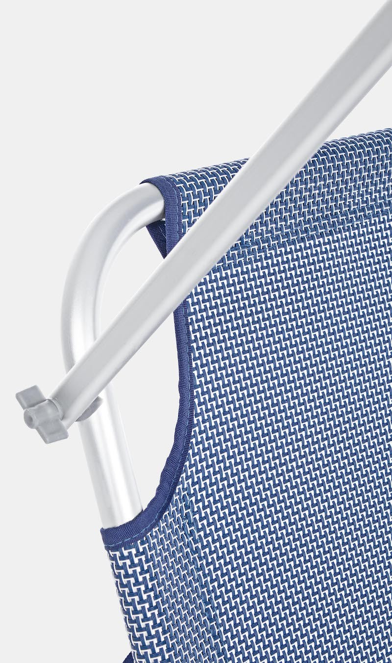 Brandina Pieghevole con Tetto Cross Blue Mix - Struttura in Alluminio Anodizzato ø22x1.0mm, Tessuto in Textilene 4x4 660gr/m2