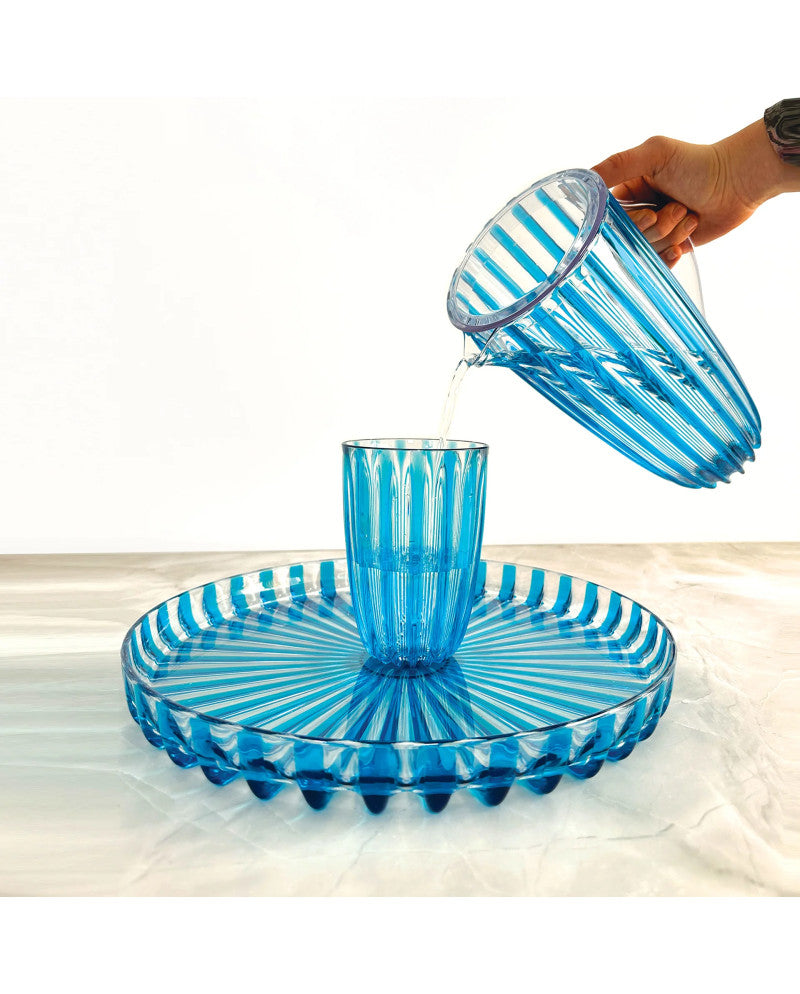 Caraffa con coperchio pin-up colore azzurro 19,5 x 13 x H 27 cm