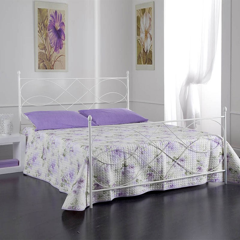 Letto in ferro matrimoniale con pediera SOSPIRO Bianco 166x208x h128 cm