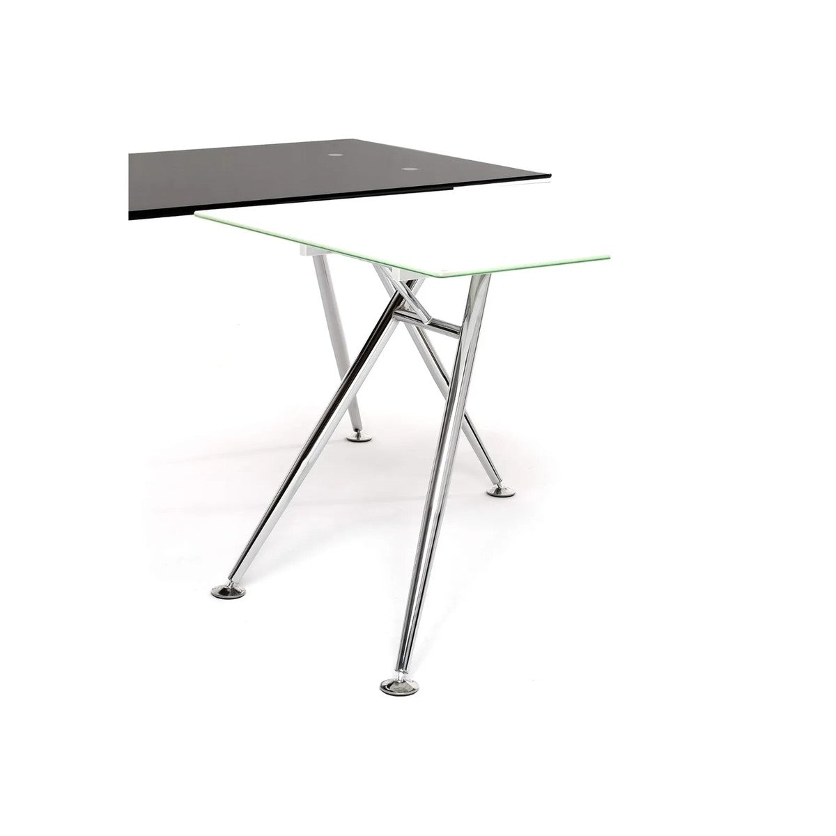Scrivania bianca con piano in vetro tempetato cm 150x80x76h