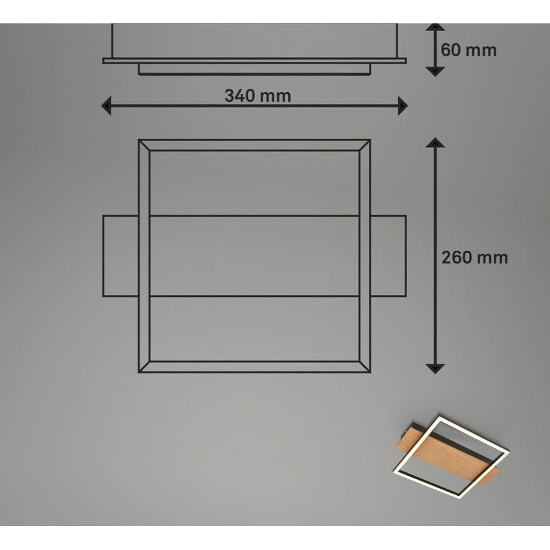 Plafoniera Kada led 34x26 cm 14w 1400lm legno nero