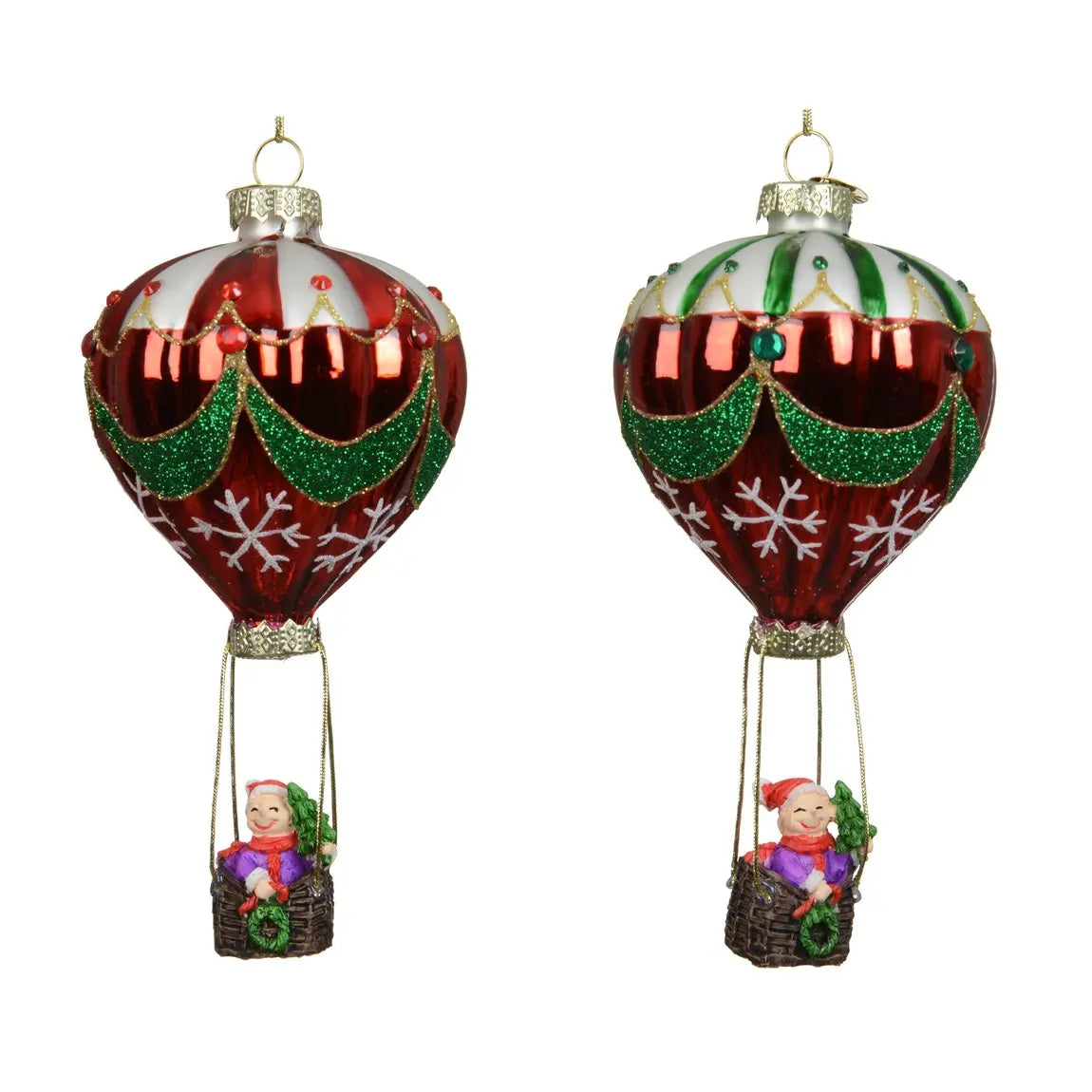 Decorazione natalizia mongolfiera in vetro H15 cm – 1 pezzo assortito