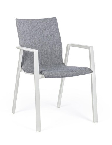 Sedia Per Esterno In Alluminio Bianco Con Cuscino Grigio Scuro Odeon 55,5X60 H83 Cm