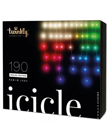 Twinkly ICICLE Luci di Natale Smart 190 Led RGBW II Generazione Illuminazione Natalizia