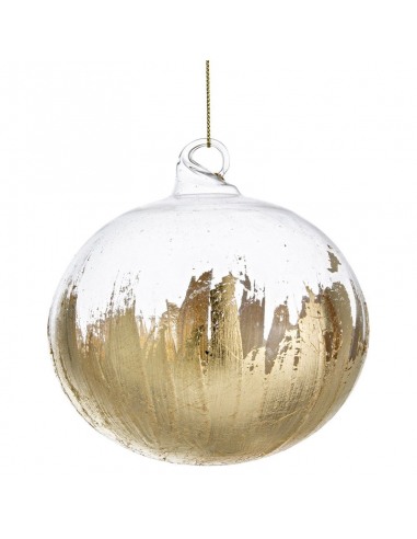 Pallina di Natale in vetro trasparente/oro e oro Ø8 cm