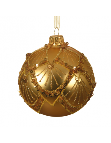 Pallina di natale colore oro con decorazioni in rilievo Ø8 cm