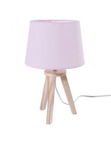 Lampada rosa con base in legno Ø18,5 x H31 cm
