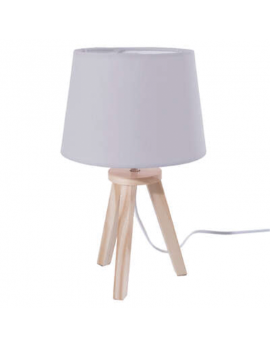 Lampada grigia con base in legno Ø18,5 x H31 cm