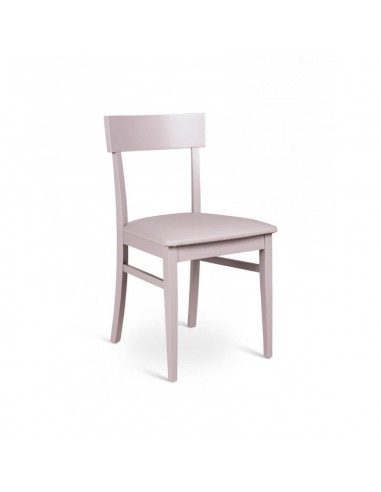 Sedia in legno laccato grigio chiaro con seduta in similpelle 44x45xh. 82 cm