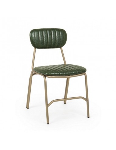 Sedia moderna Addy in acciaio rivestita in colore verde scuro retro