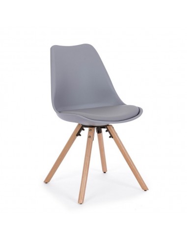 Sedia moderna legno plastica similpelle grigio New trend cm 59 x 49 x 83,5 