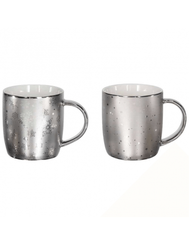 Mug Bombato 370 Cc All Silver Porcellana Argento