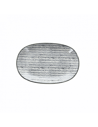 Piatto ovale piano 23 cm Chakra in porcellana nero