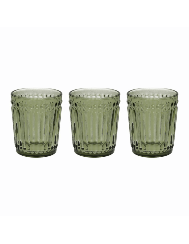 Set 3 Bicchieri Verde Cc300 Dorico Vetro Verde