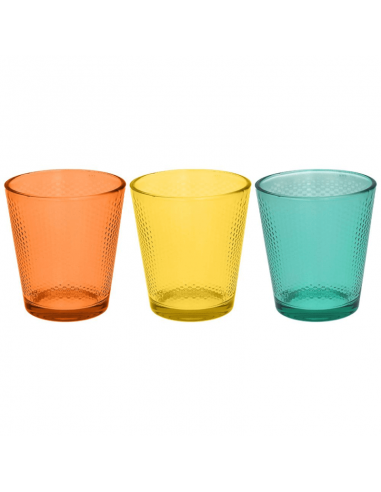 Set 3 bicchieri Golf in vetro multicolore 340 cc