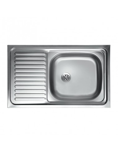Lavello cucina vasca con gocciolatoio sx in acciaio da appoggio 50x80 cm