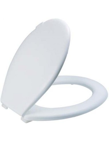 Comodo e resistente sedile WC Everest in termoplastica bianco di Saniplast, dalle misure cm 37,3x46,7