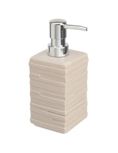 Elegante dispenser di sapone liquido per bagno in ceramica Beige dal design moderno: modello Brik.