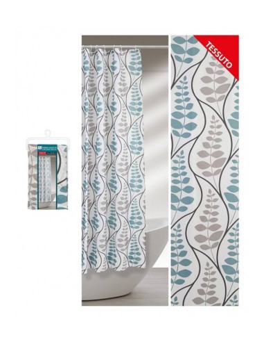 Tenda doccia elegante e resistente in tessuto floreale con ganci, misura 180 x 200 cm.