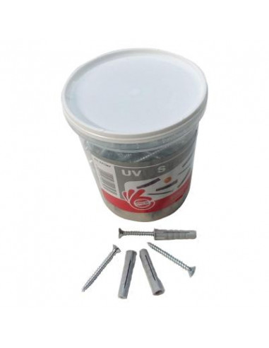 Tassello nylon con vite "UV" diametro 8 x 40 mm + vite diametro 5 x 50 mm (140 pezzi) - 1 confezione.