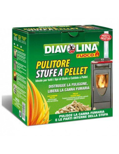Diavolina Pellet Spazzacamino Stufe Caldaie Distrugge Fuliggine Canna Fumaria 1,5Kg